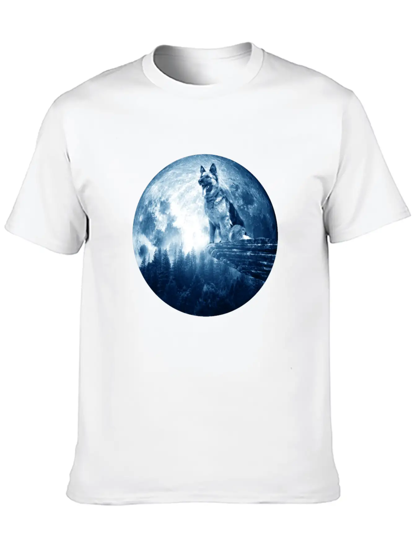 German Shepherd Dog Moon Dog Mom Dad Women Men Dog Stylish Everyday T-Shirt – Unisex Basic Cotton Tee