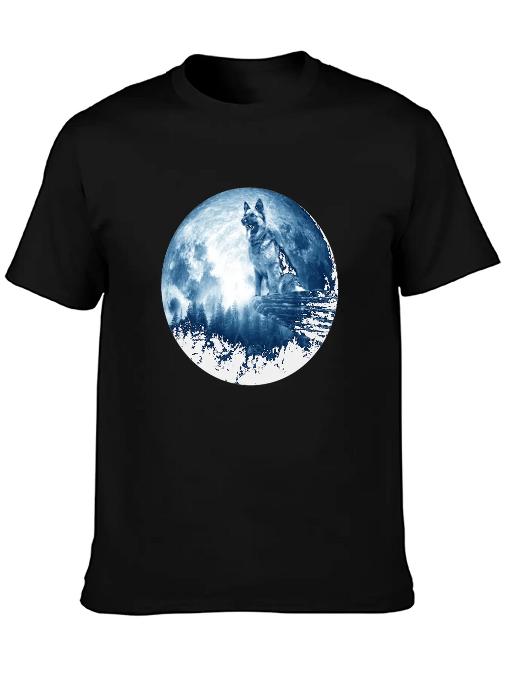 German Shepherd Dog Moon Dog Mom Dad Women Men Dog Stylish Everyday T-Shirt – Unisex Basic Cotton Tee
