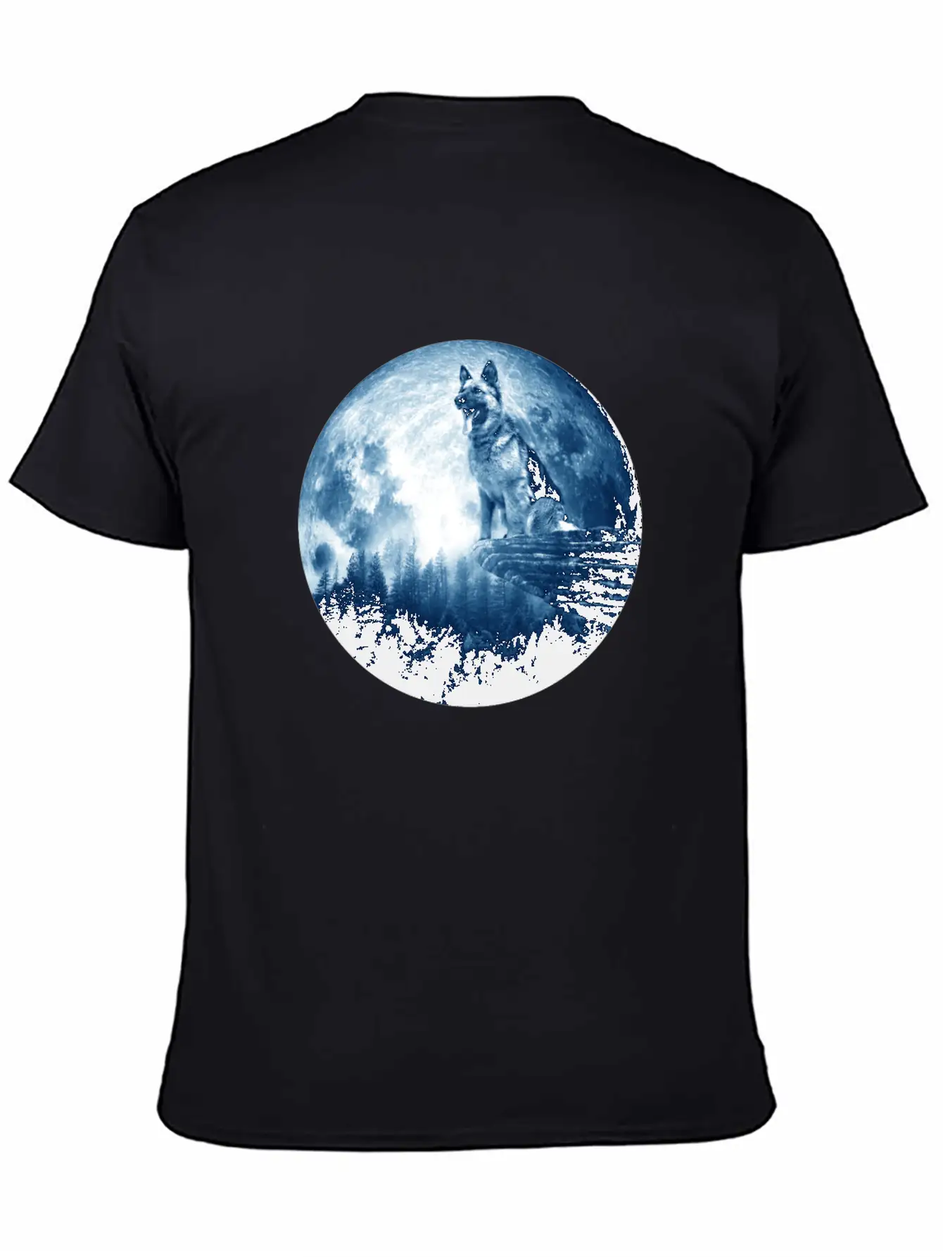 German Shepherd Dog Moon Dog Mom Dad Women Men Dog Stylish Everyday T-Shirt – Unisex Basic Cotton Tee