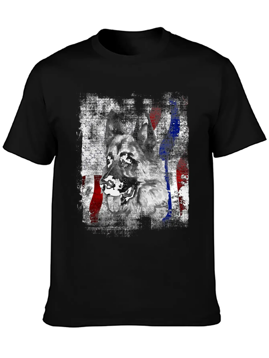 German Shepherd K9 American Flag Police Dog Stylish Everyday T-Shirt – Unisex Basic Cotton Tee