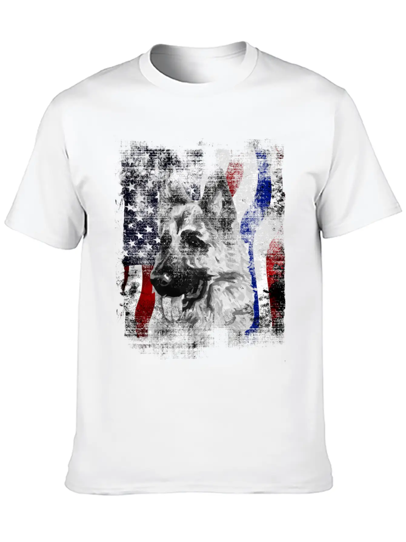German Shepherd K9 American Flag Police Dog Stylish Everyday T-Shirt – Unisex Basic Cotton Tee