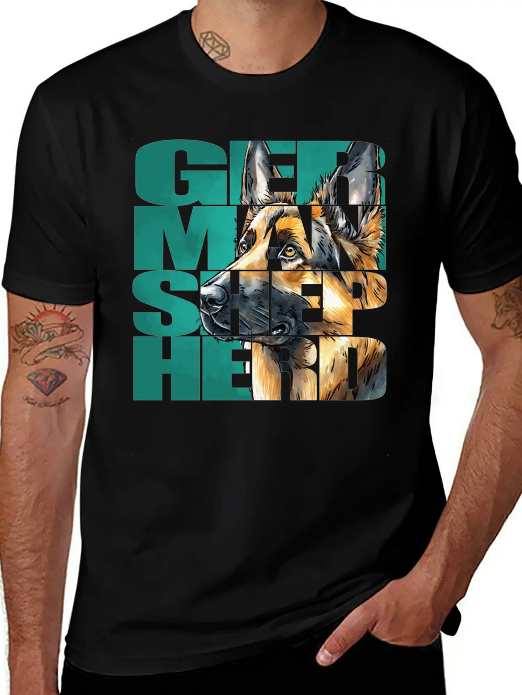 German Shepherd Portrait Casual Graphic T-Shirt – Simple And Comfortable Daily Wear