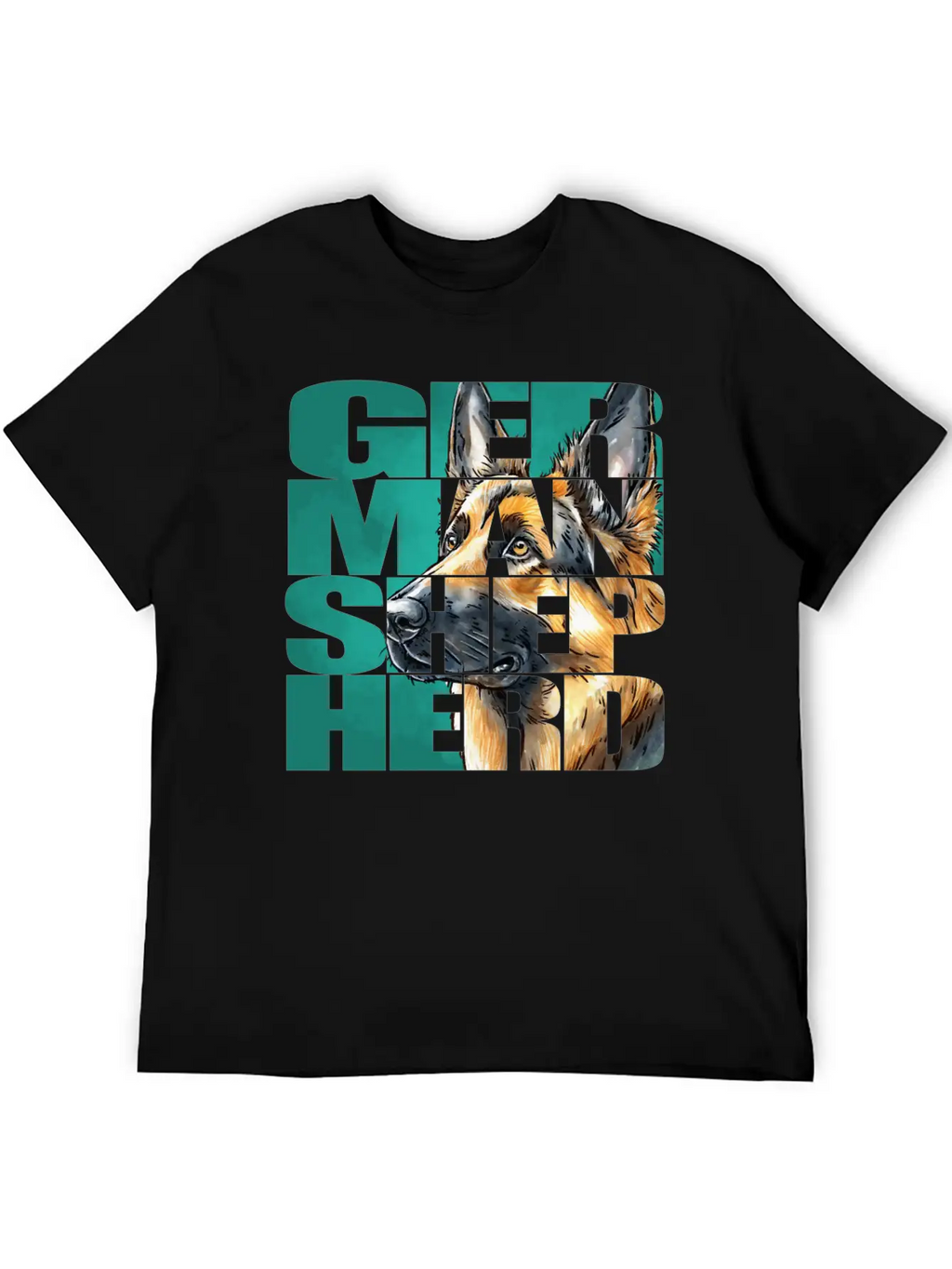 German Shepherd Portrait Casual Graphic T-Shirt – Simple And Comfortable Daily Wear