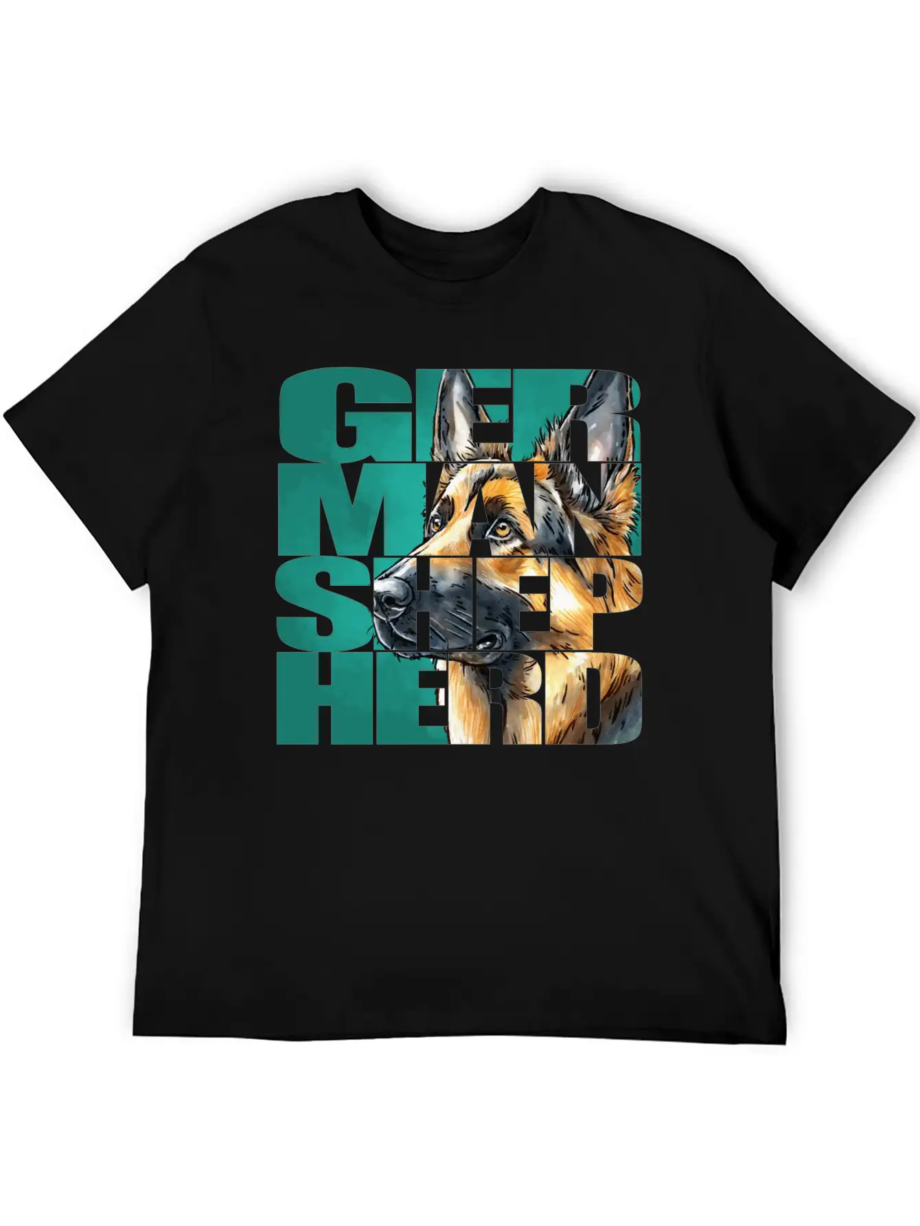 German Shepherd Portrait Casual Graphic T-Shirt – Simple And Comfortable Daily Wear