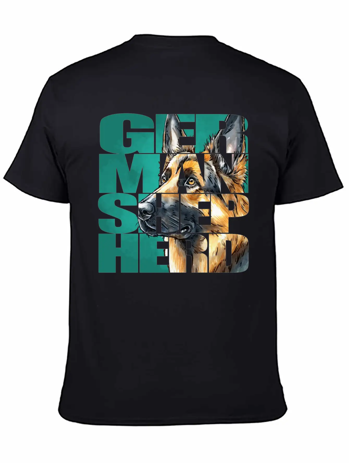 German Shepherd Portrait Casual Graphic T-Shirt – Simple And Comfortable Daily Wear