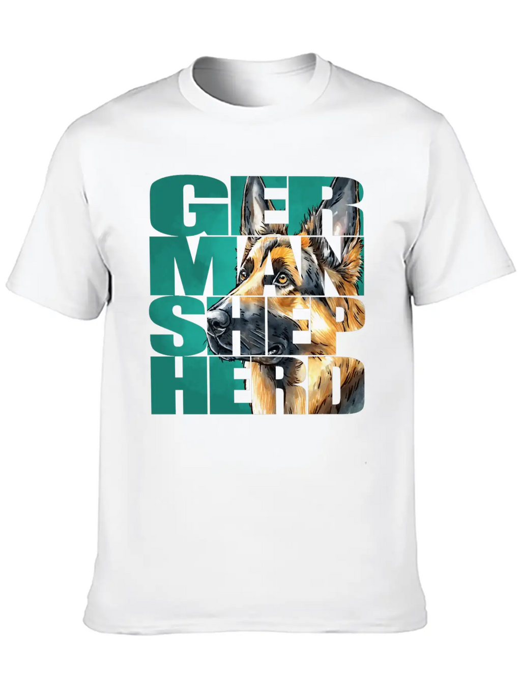 German Shepherd Portrait Casual Graphic T-Shirt – Simple And Comfortable Daily Wear