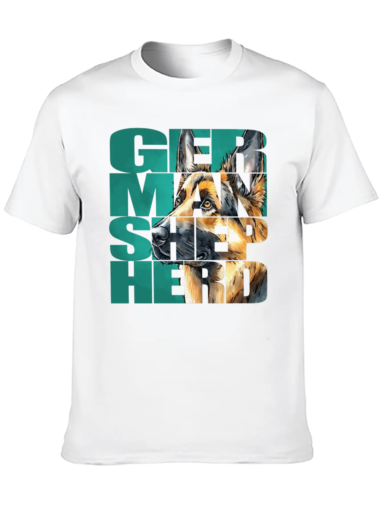 German Shepherd Portrait Casual Graphic T-Shirt – Simple And Comfortable Daily Wear