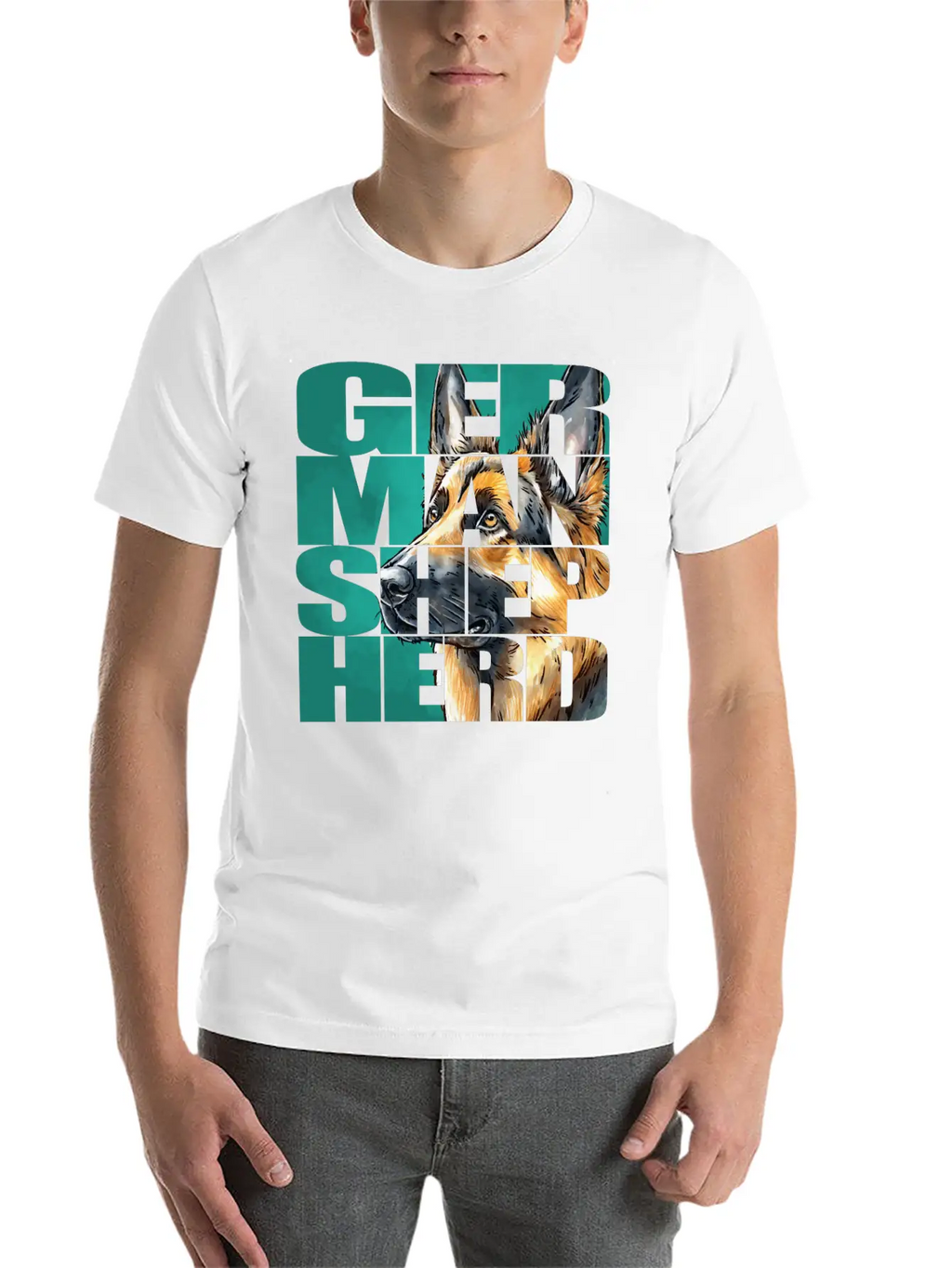 German Shepherd Portrait Casual Graphic T-Shirt – Simple And Comfortable Daily Wear