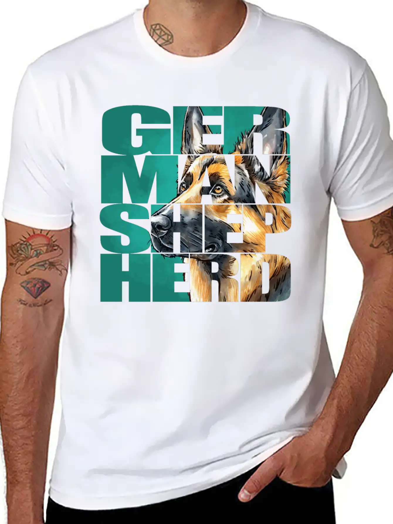 German Shepherd Portrait Casual Graphic T-Shirt – Simple And Comfortable Daily Wear