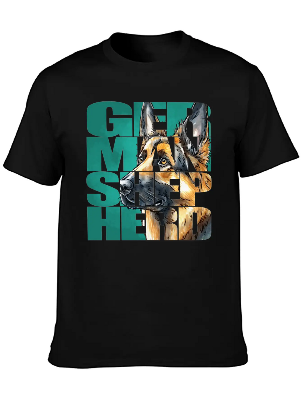 German Shepherd Portrait Casual Graphic T-Shirt – Simple And Comfortable Daily Wear