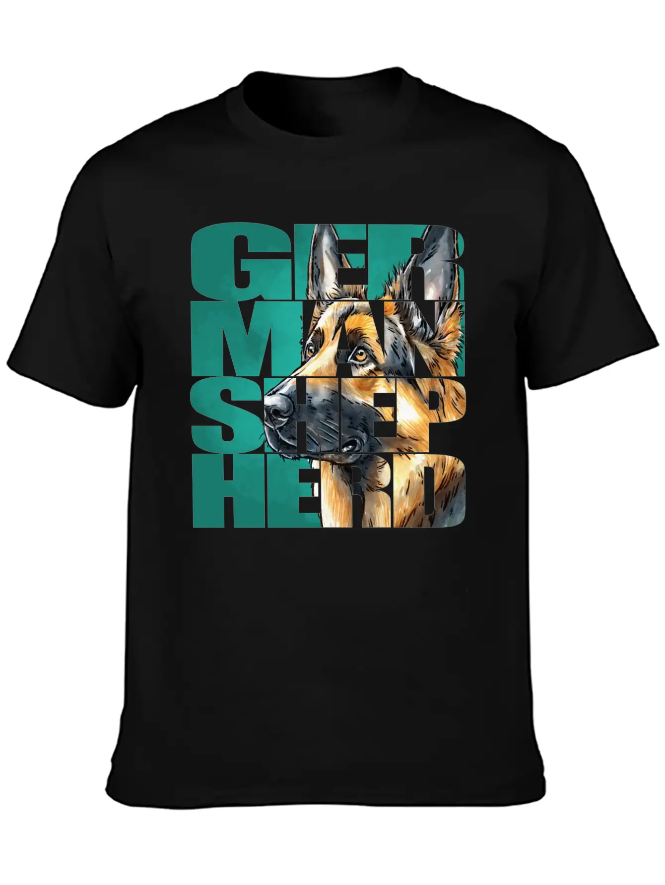 German Shepherd Portrait Casual Graphic T-Shirt – Simple And Comfortable Daily Wear