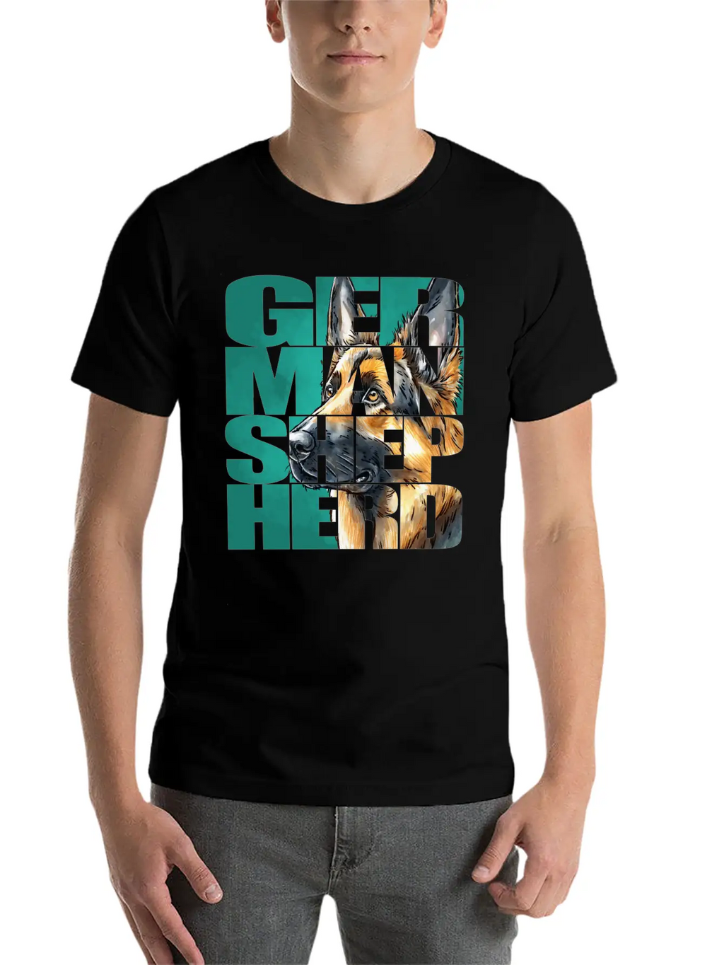 German Shepherd Portrait Casual Graphic T-Shirt – Simple And Comfortable Daily Wear