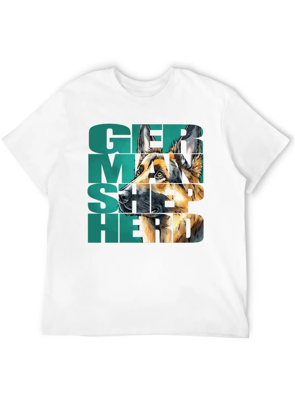 German Shepherd Portrait Casual Graphic T-Shirt – Simple And Comfortable Daily Wear