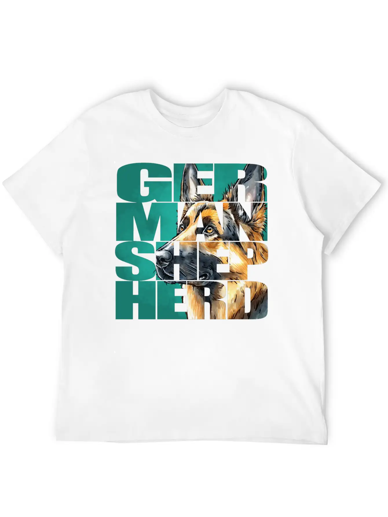 German Shepherd Portrait Casual Graphic T-Shirt – Simple And Comfortable Daily Wear