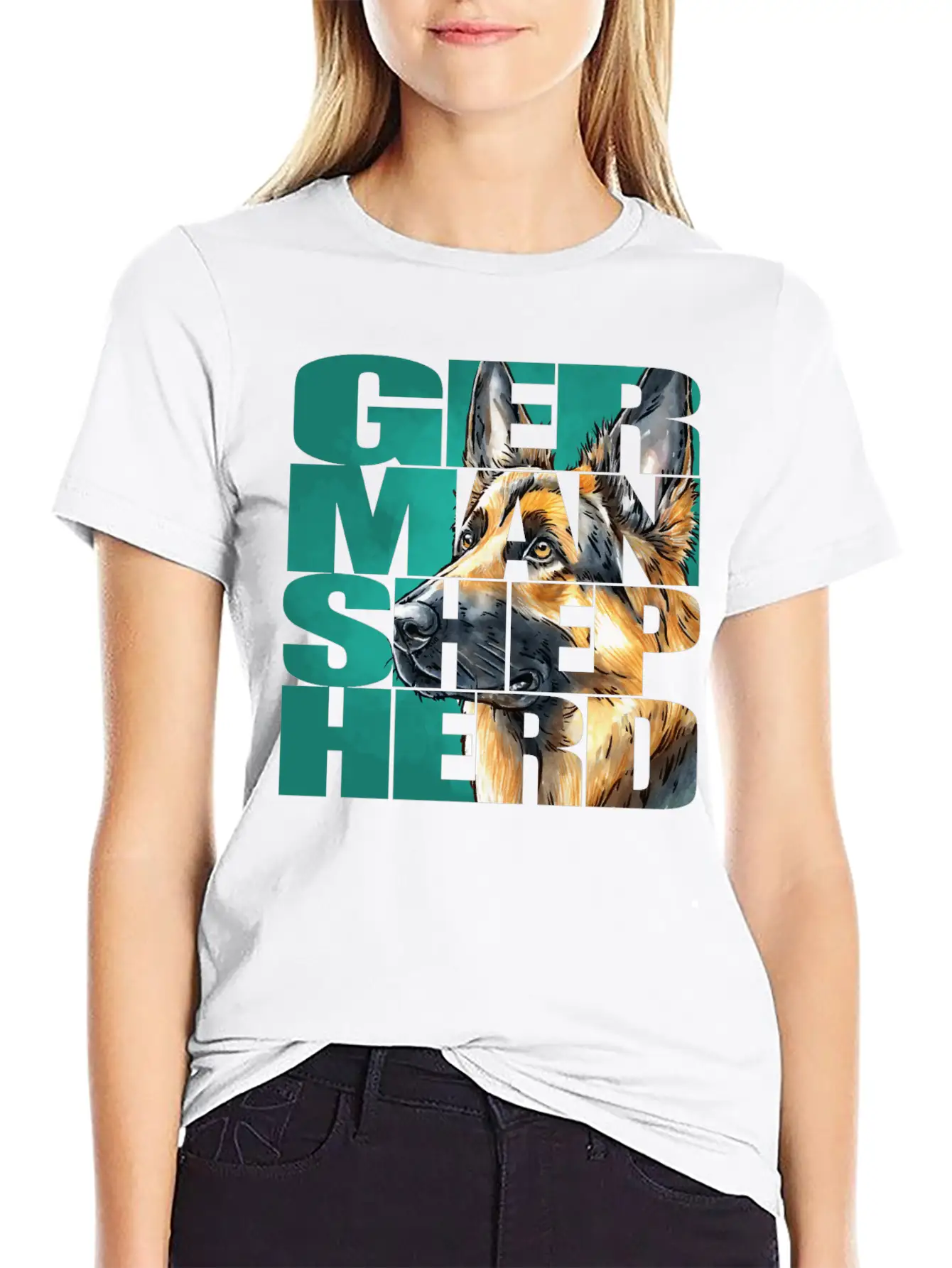 German Shepherd Portrait Casual Graphic T-Shirt – Simple And Comfortable Daily Wear