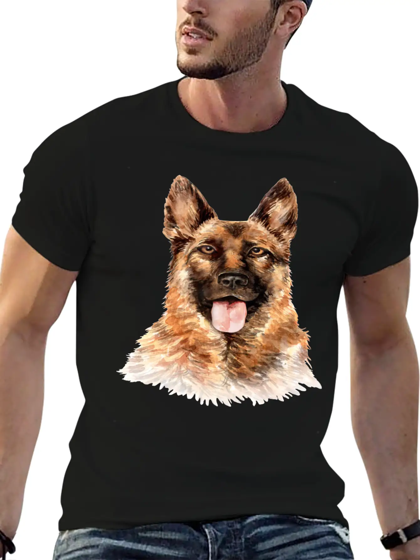 German Shepherd Watercolor Unisex Casual T-Shirt – Clean Design For Daily Comfort