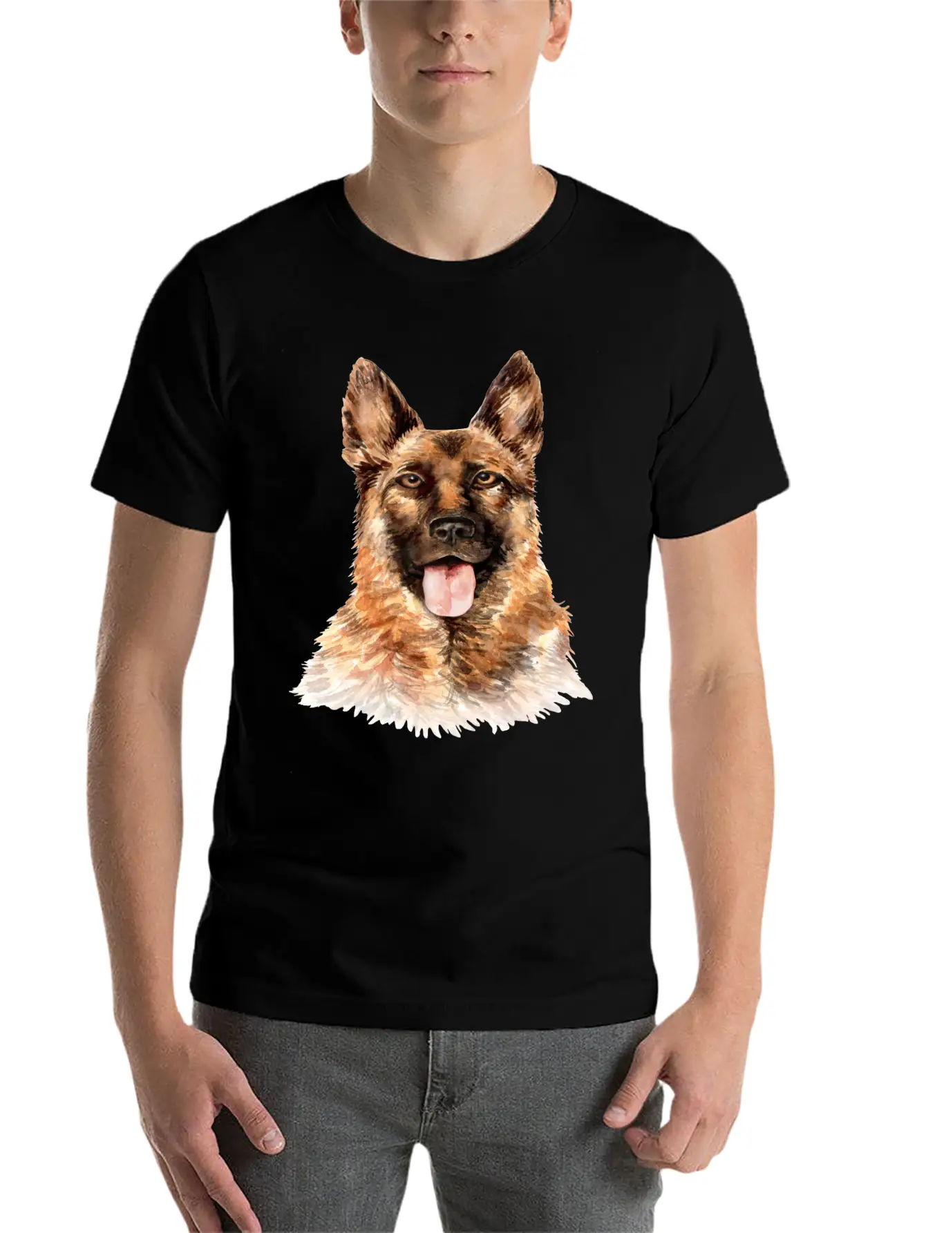German Shepherd Watercolor Unisex Casual T-Shirt – Clean Design For Daily Comfort