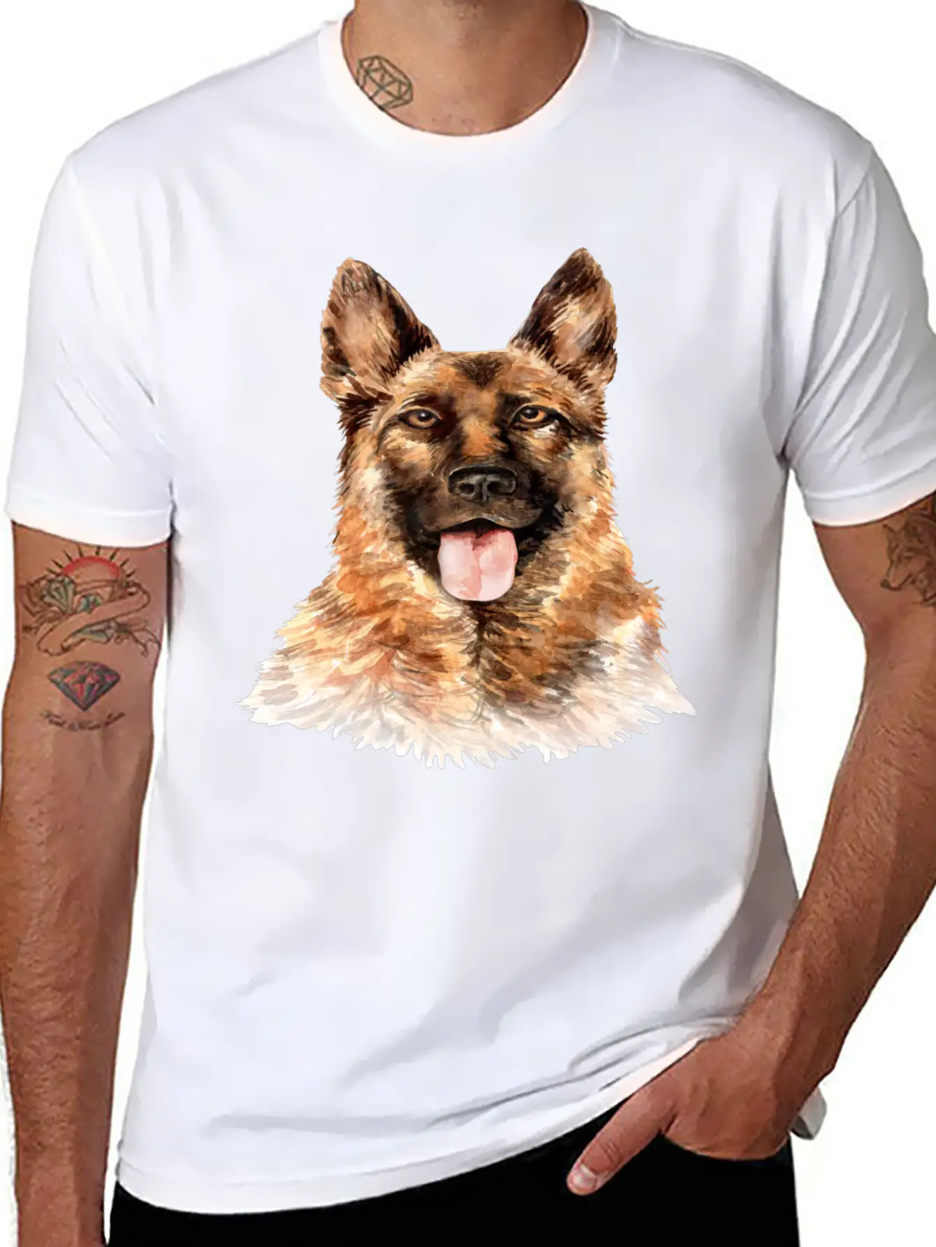 German Shepherd Watercolor Unisex Casual T-Shirt – Clean Design For Daily Comfort