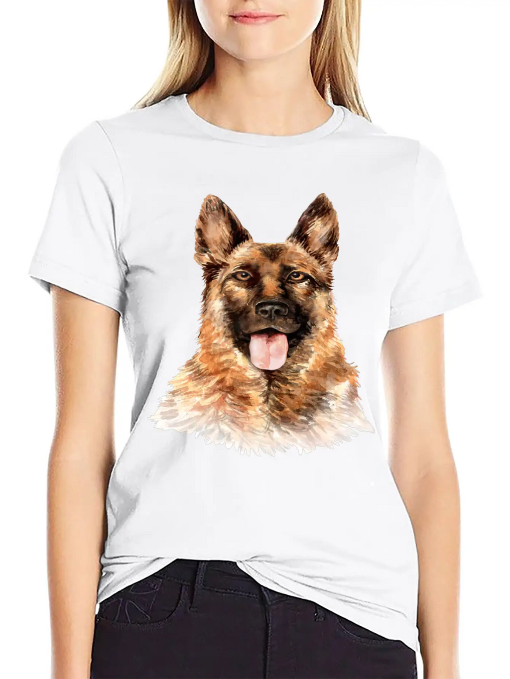 German Shepherd Watercolor Unisex Casual T-Shirt – Clean Design For Daily Comfort