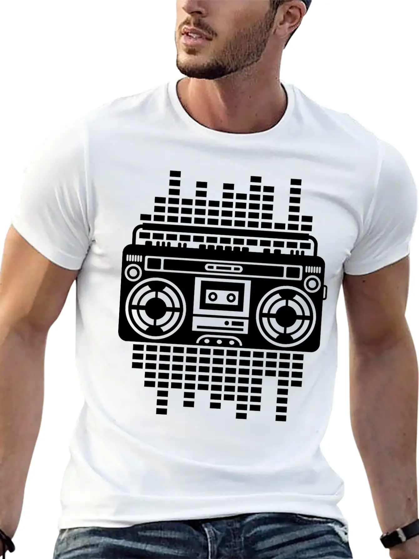 Ghettoblaster Regulator Boombox Music Player Retro Breathable Graphic T-Shirt – Perfect For Casual Days