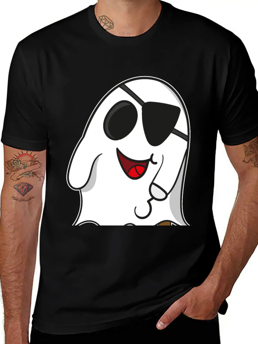 Ghost Pirate On Halloween For Kids Essential Cotton Tee For Daily Outfits – Unisex Style