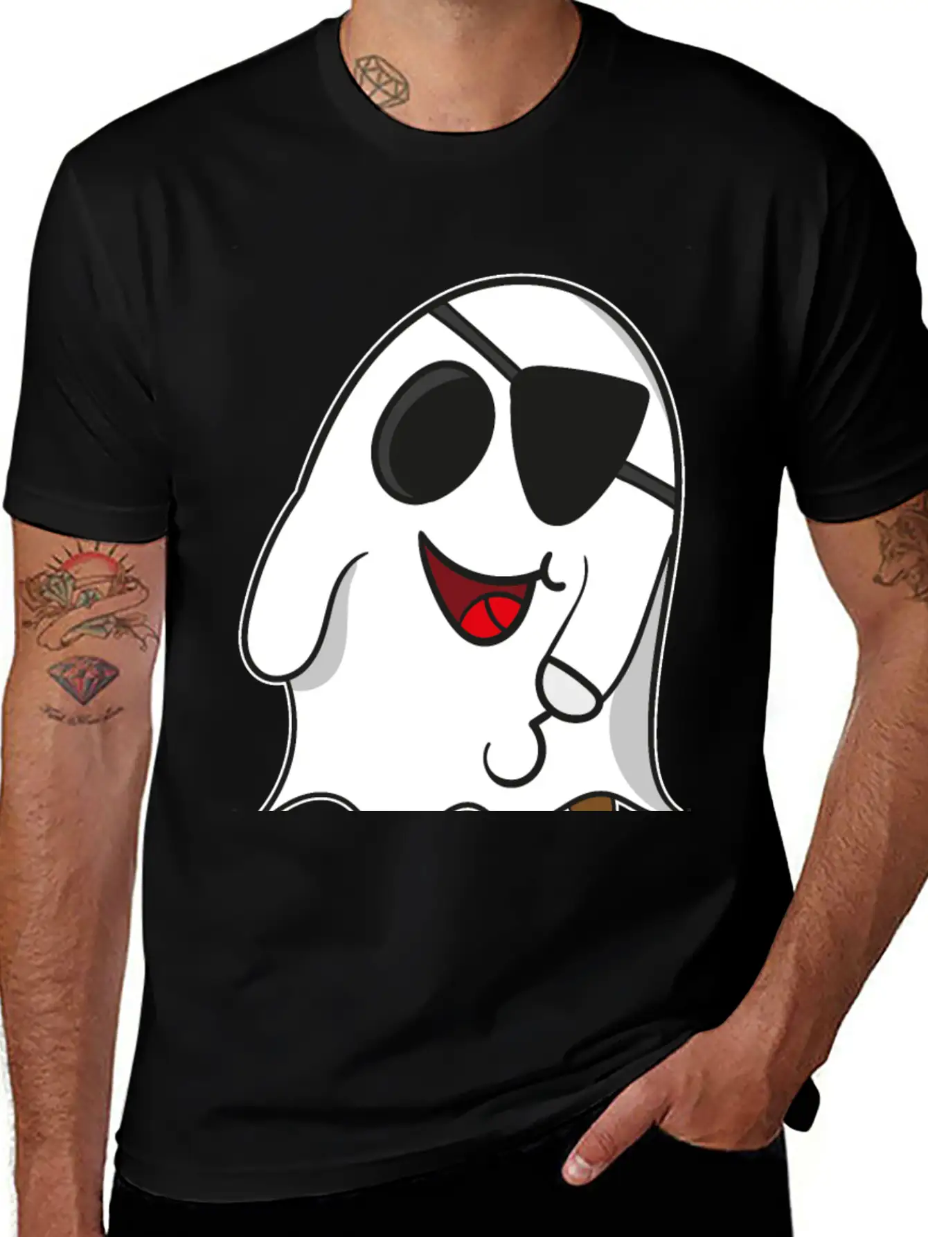 Ghost Pirate On Halloween For Kids Essential Cotton Tee For Daily Outfits – Unisex Style