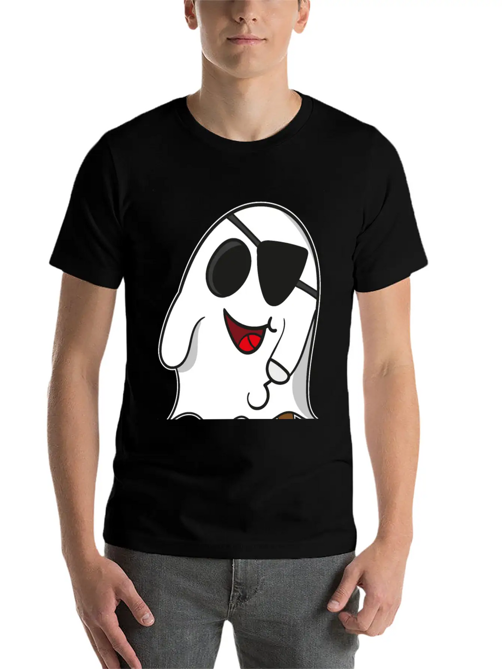 Ghost Pirate On Halloween For Kids Essential Cotton Tee For Daily Outfits – Unisex Style