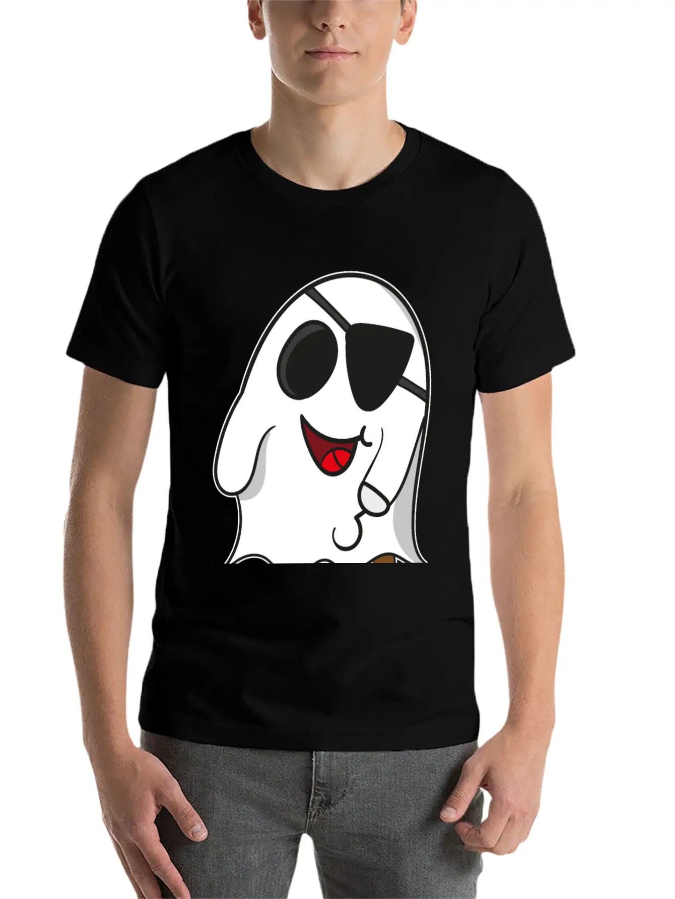 Ghost Pirate On Halloween For Kids Essential Cotton Tee For Daily Outfits – Unisex Style