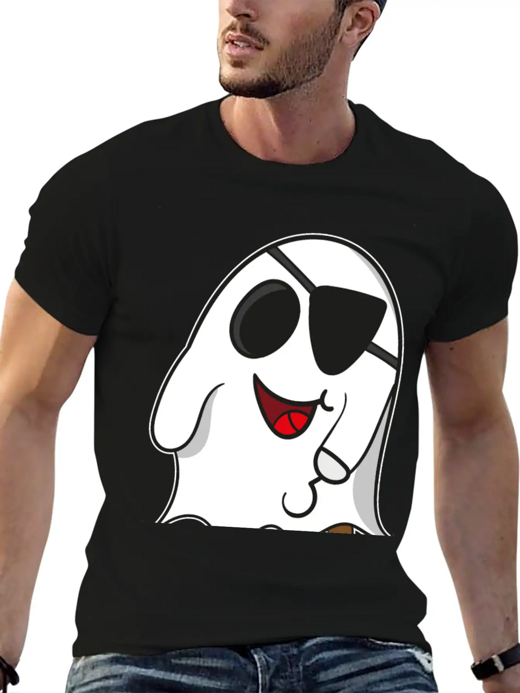 Ghost Pirate On Halloween For Kids Essential Cotton Tee For Daily Outfits – Unisex Style