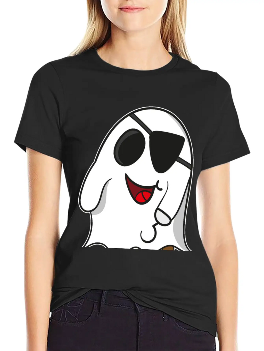 Ghost Pirate On Halloween For Kids Essential Cotton Tee For Daily Outfits – Unisex Style