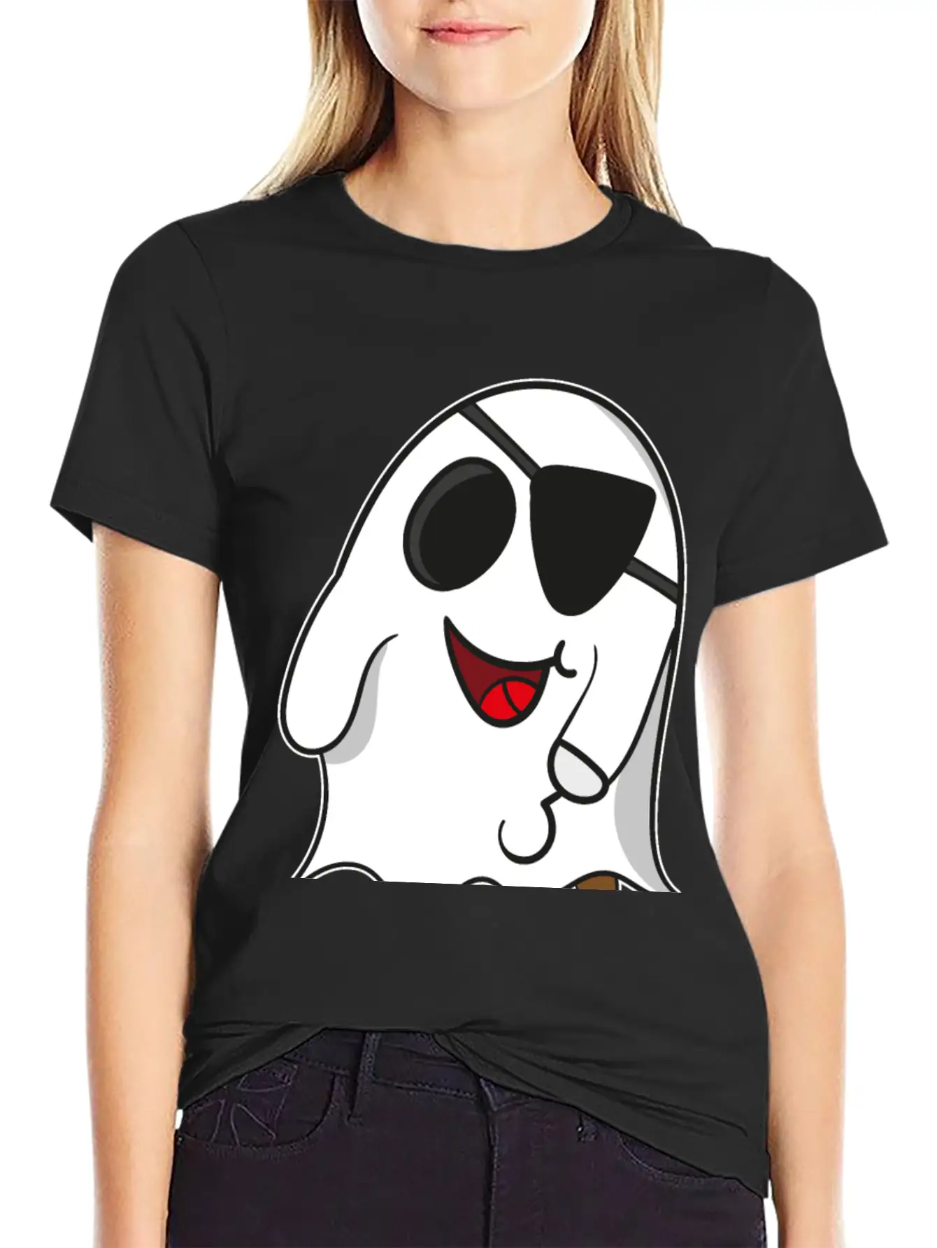 Ghost Pirate On Halloween For Kids Essential Cotton Tee For Daily Outfits – Unisex Style