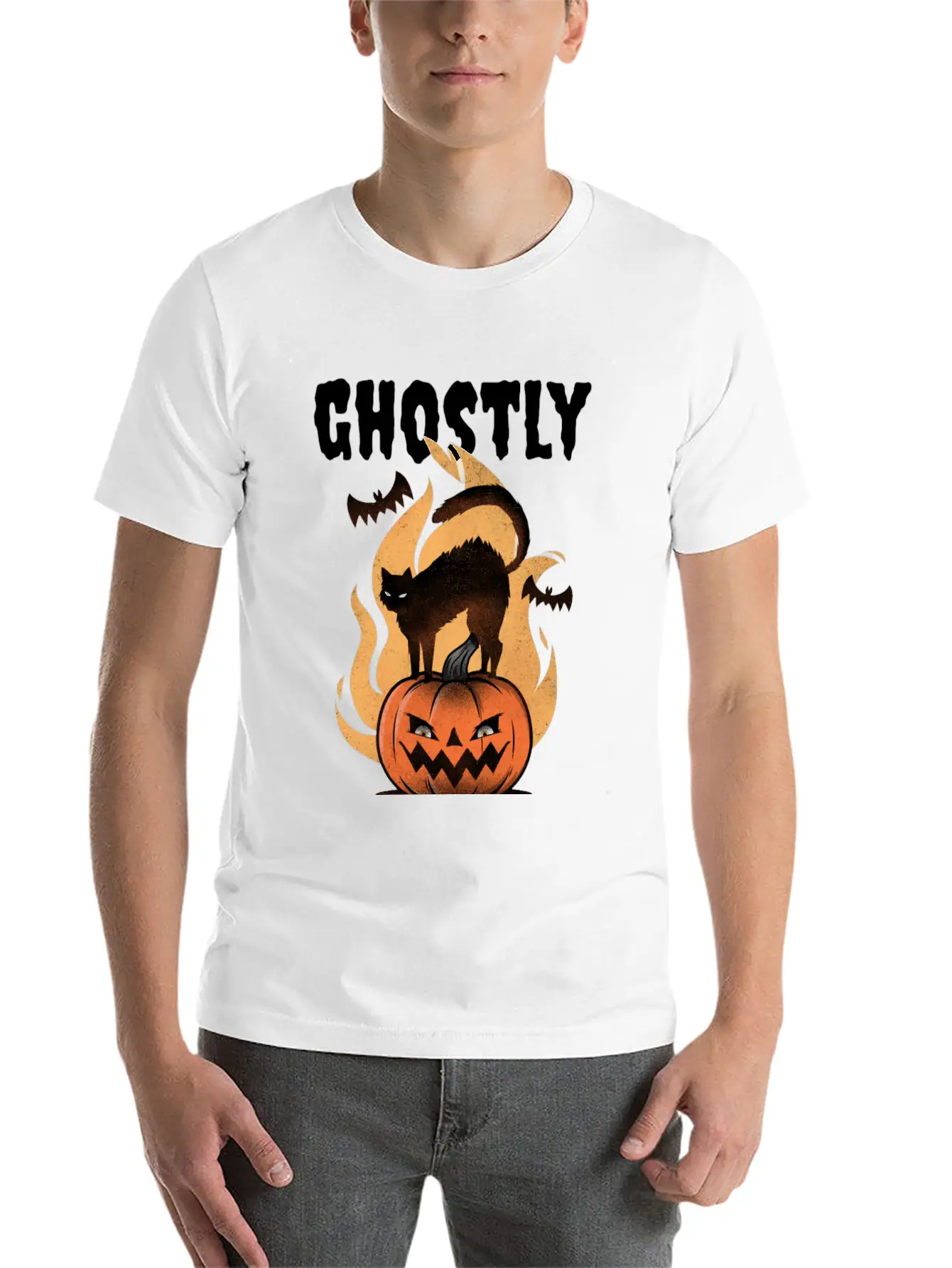 Ghostly T-Shirt Featuring A Halloween Pumpkin Unisex Casual T-Shirt – Clean Design For Daily Comfort