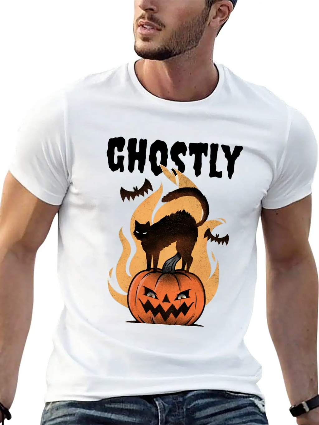 Ghostly T-Shirt Featuring A Halloween Pumpkin Unisex Casual T-Shirt – Clean Design For Daily Comfort