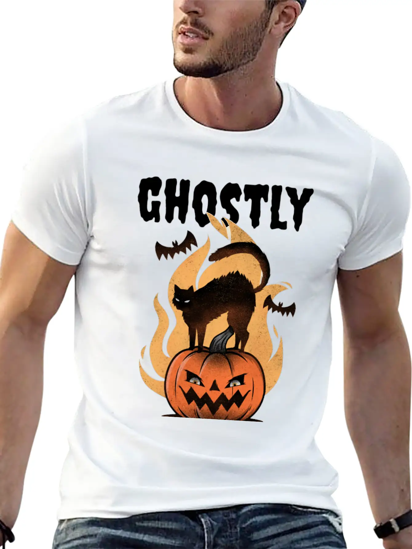 Ghostly T-Shirt Featuring A Halloween Pumpkin Unisex Casual T-Shirt – Clean Design For Daily Comfort