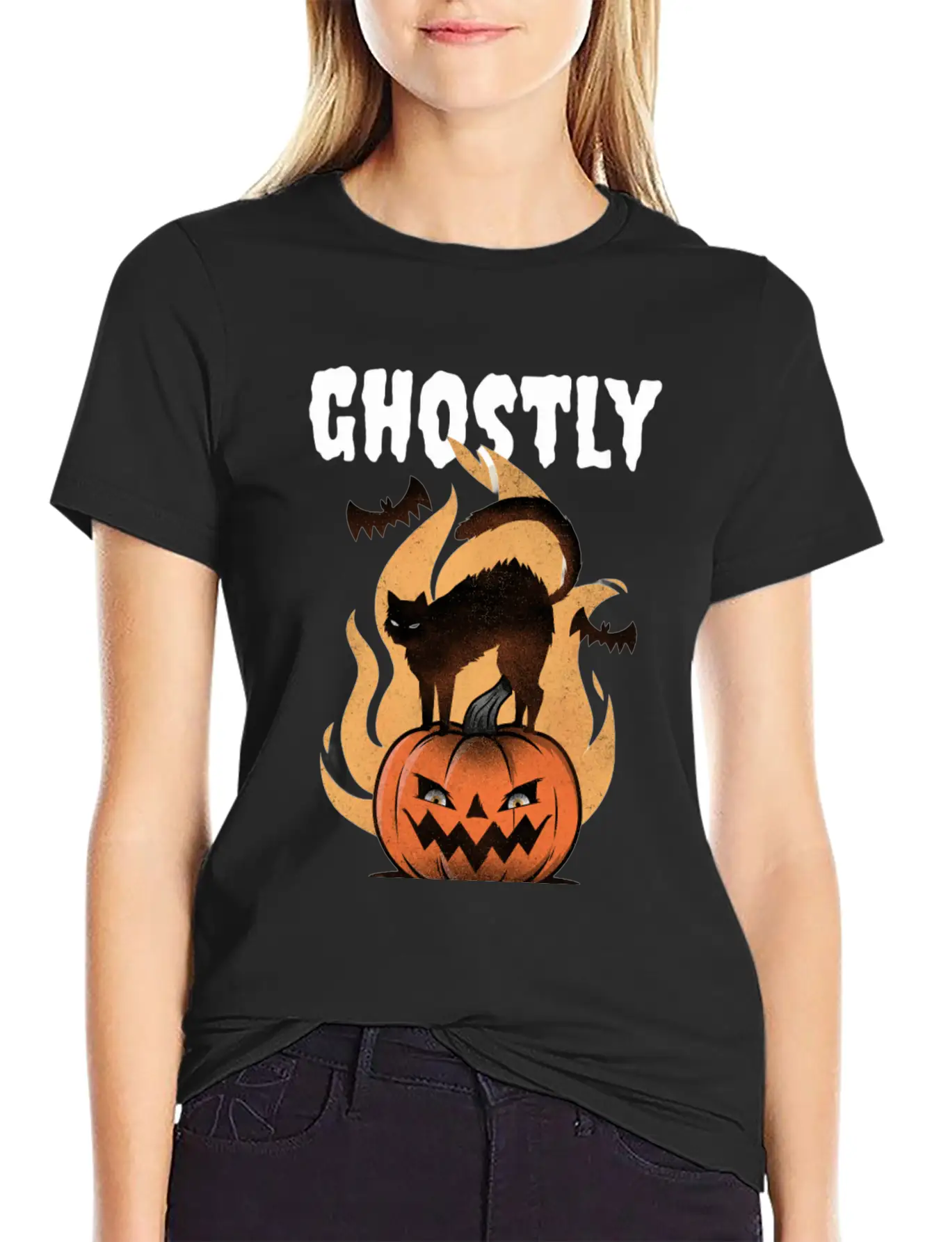 Ghostly T-Shirt Featuring A Halloween Pumpkin Unisex Casual T-Shirt – Clean Design For Daily Comfort