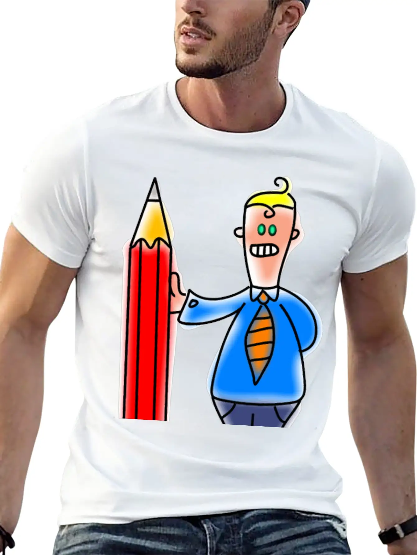 Giant Pencil Man Unisex Casual T-Shirt – Clean Design For Daily Comfort