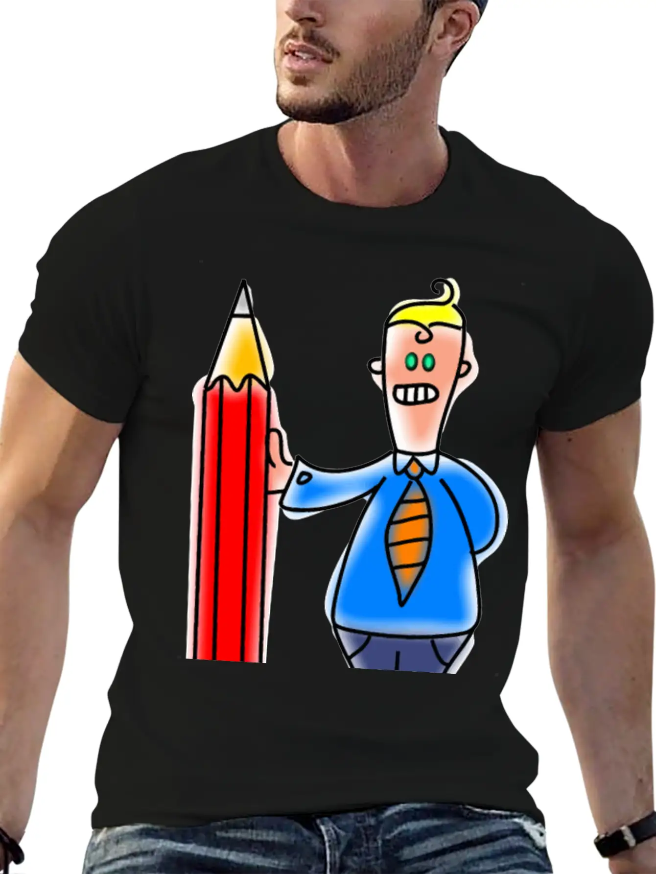 Giant Pencil Man Unisex Casual T-Shirt – Clean Design For Daily Comfort