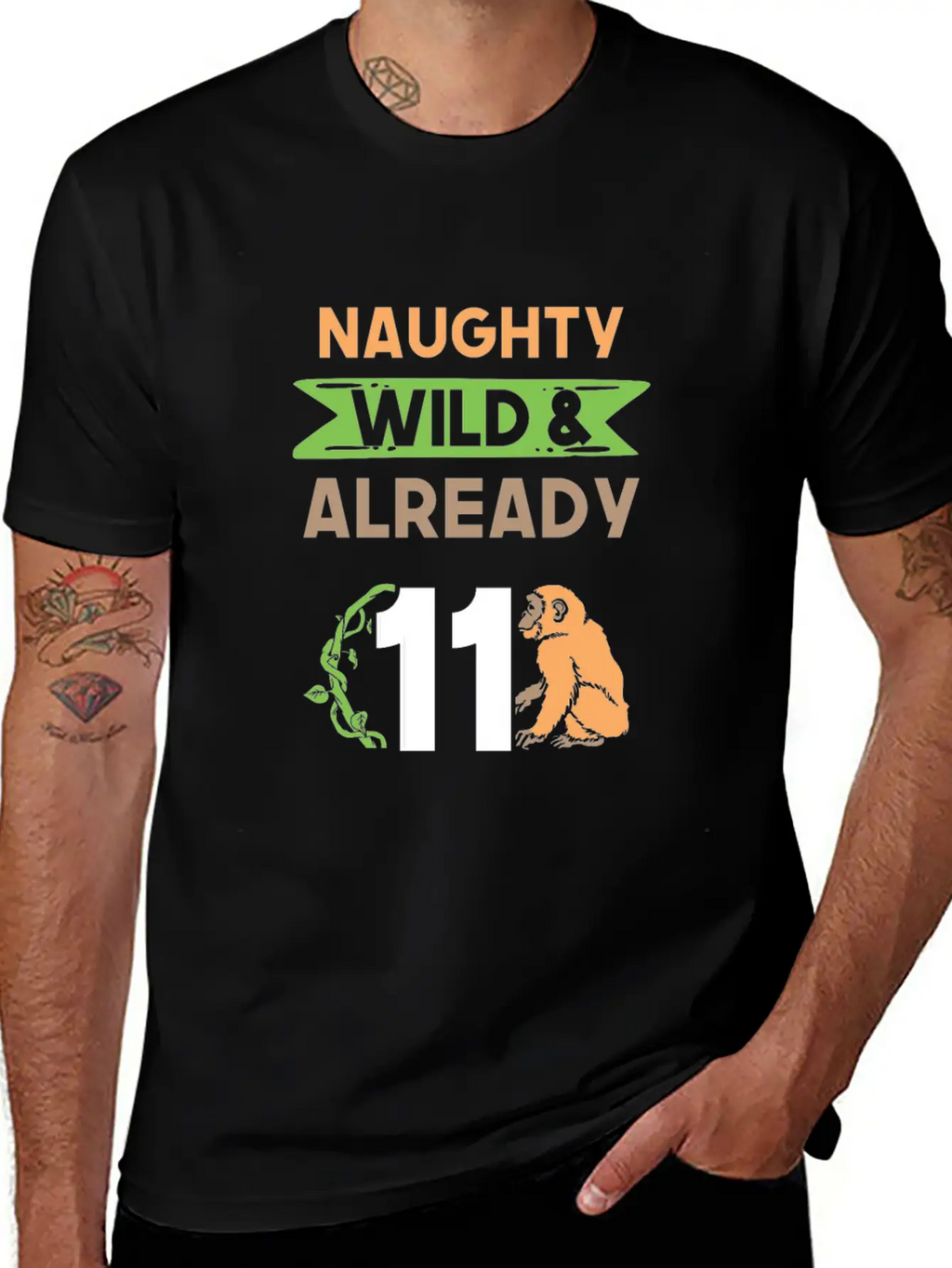 Gift 11 Years Birthday Girl Boy Ape Monkey Unisex Casual T-Shirt – Clean Design For Daily Comfort