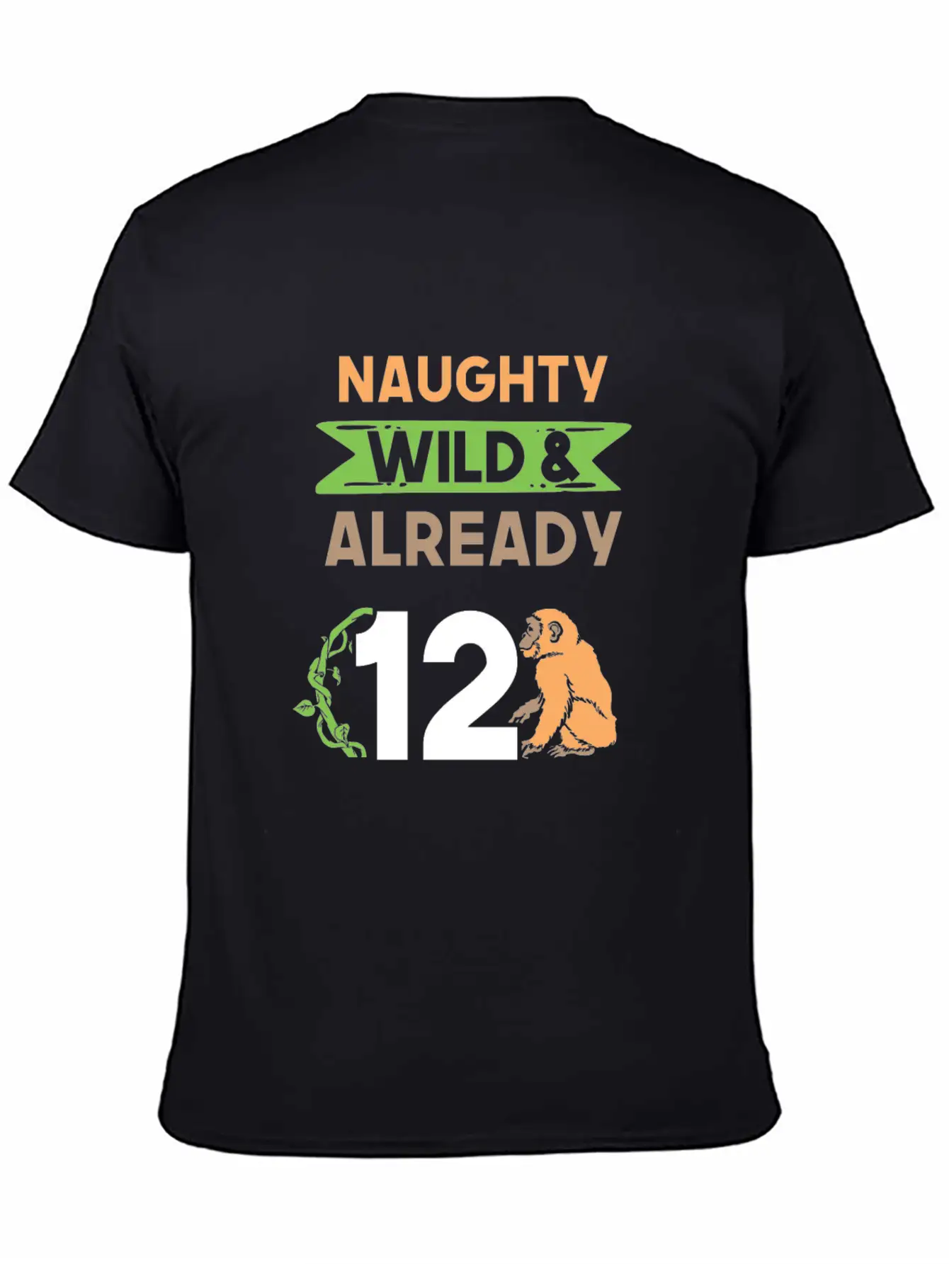 Gift 12 Years Birthday Girl Boy Ape Monkey Unisex Short Sleeve Soft Cotton T-Shirt – Casual Everyday Wear
