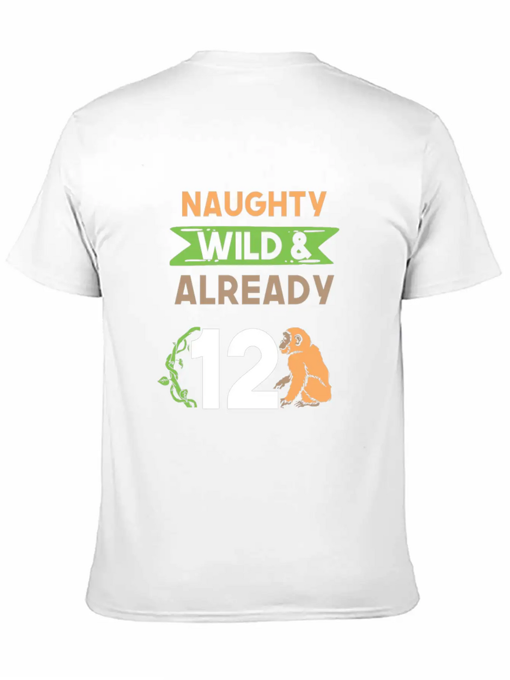 Gift 12 Years Birthday Girl Boy Ape Monkey Unisex Short Sleeve Soft Cotton T-Shirt – Casual Everyday Wear