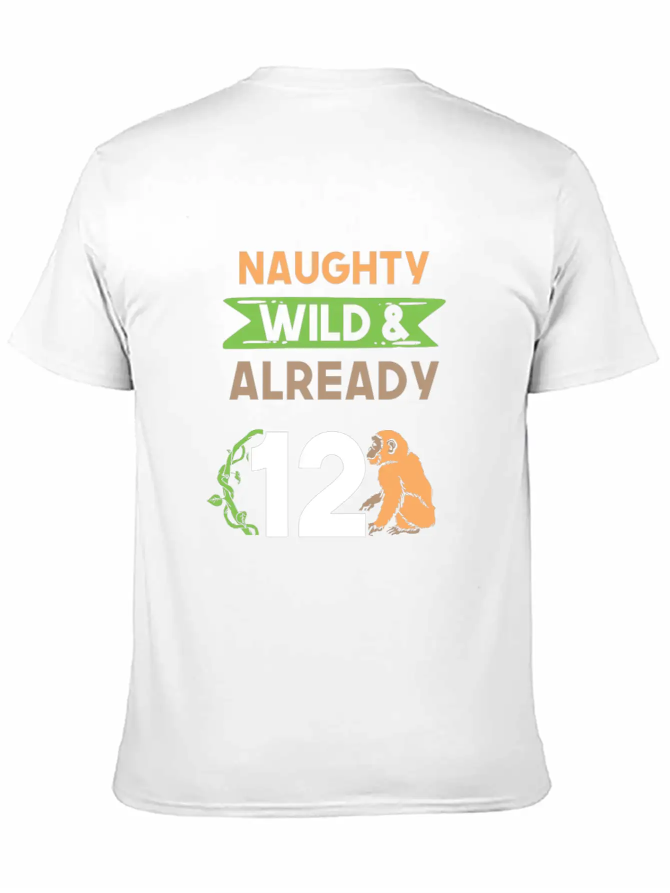 Gift 12 Years Birthday Girl Boy Ape Monkey Unisex Short Sleeve Soft Cotton T-Shirt – Casual Everyday Wear