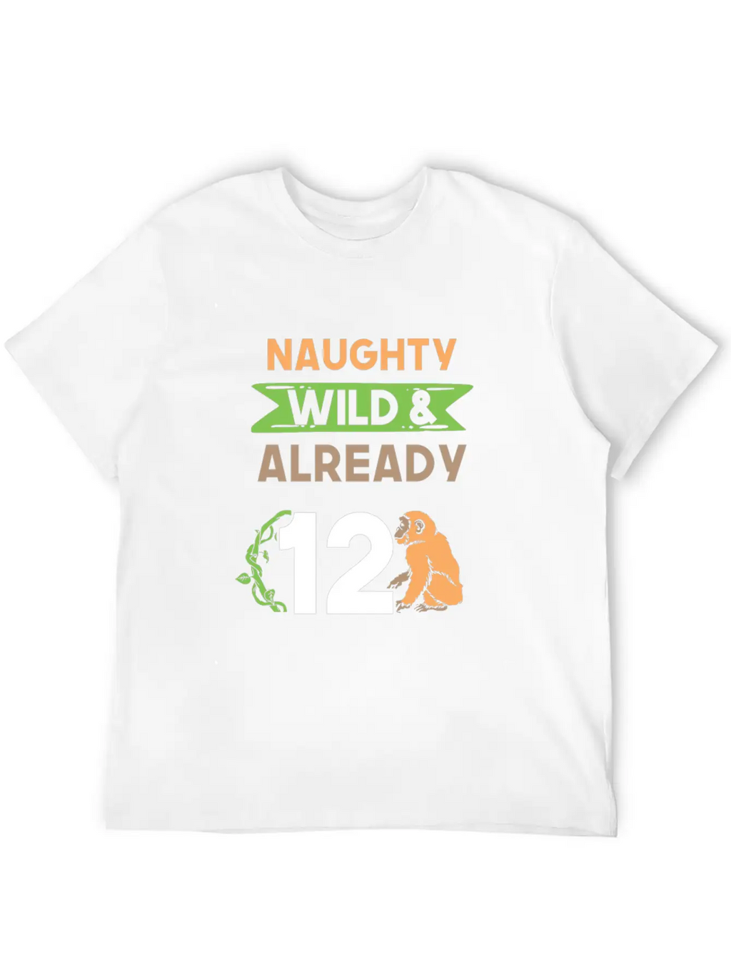 Gift 12 Years Birthday Girl Boy Ape Monkey Unisex Short Sleeve Soft Cotton T-Shirt – Casual Everyday Wear