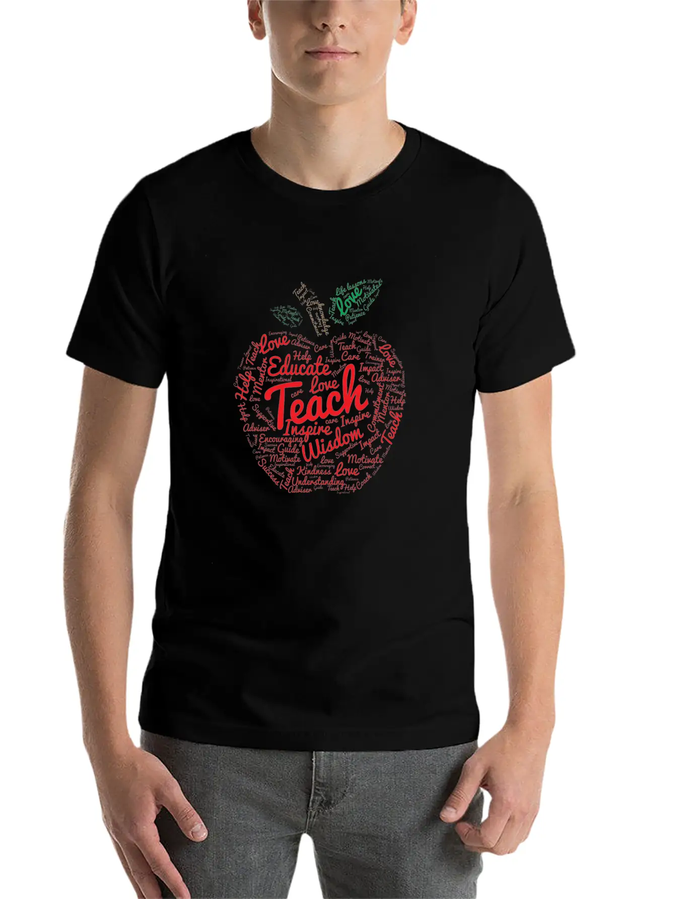 Gift For Teacher Graphic Teacher Word Cloud Essential Cotton Tee For Daily Outfits – Unisex Style
