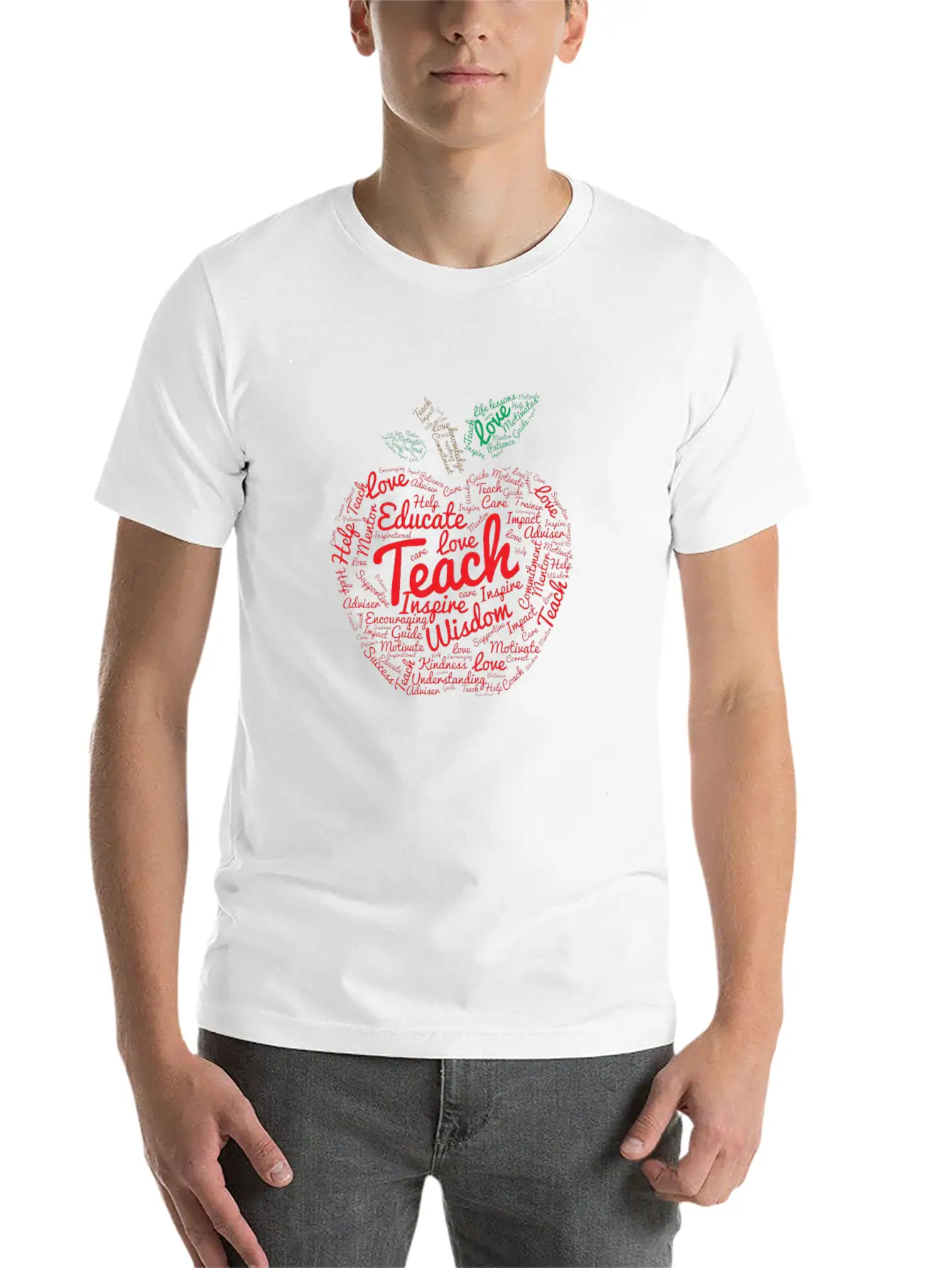 Gift For Teacher Graphic Teacher Word Cloud Essential Cotton Tee For Daily Outfits – Unisex Style