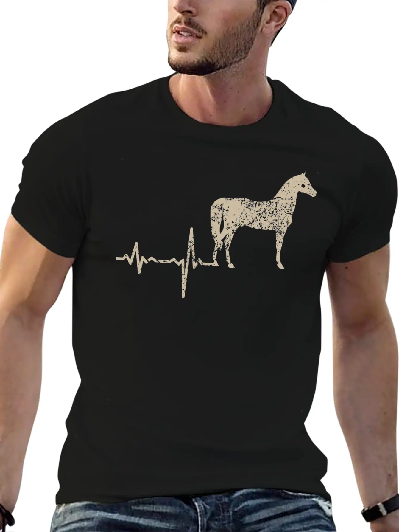 Gift Heartbeat Horse Unisex Short Sleeve Soft Cotton T-Shirt – Casual Everyday Wear