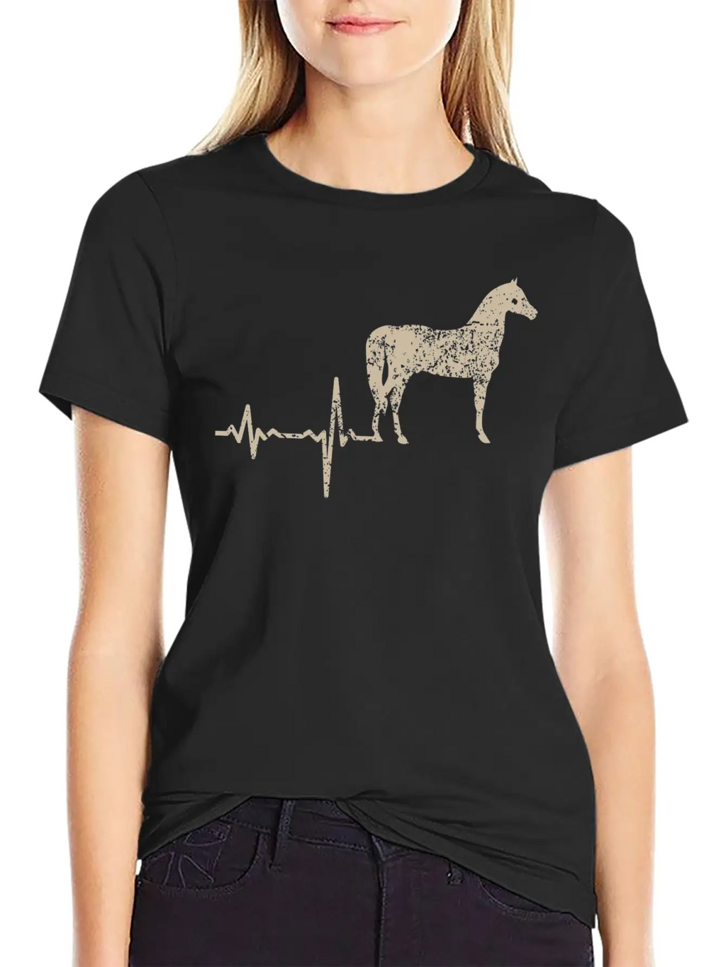 Gift Heartbeat Horse Unisex Short Sleeve Soft Cotton T-Shirt – Casual Everyday Wear