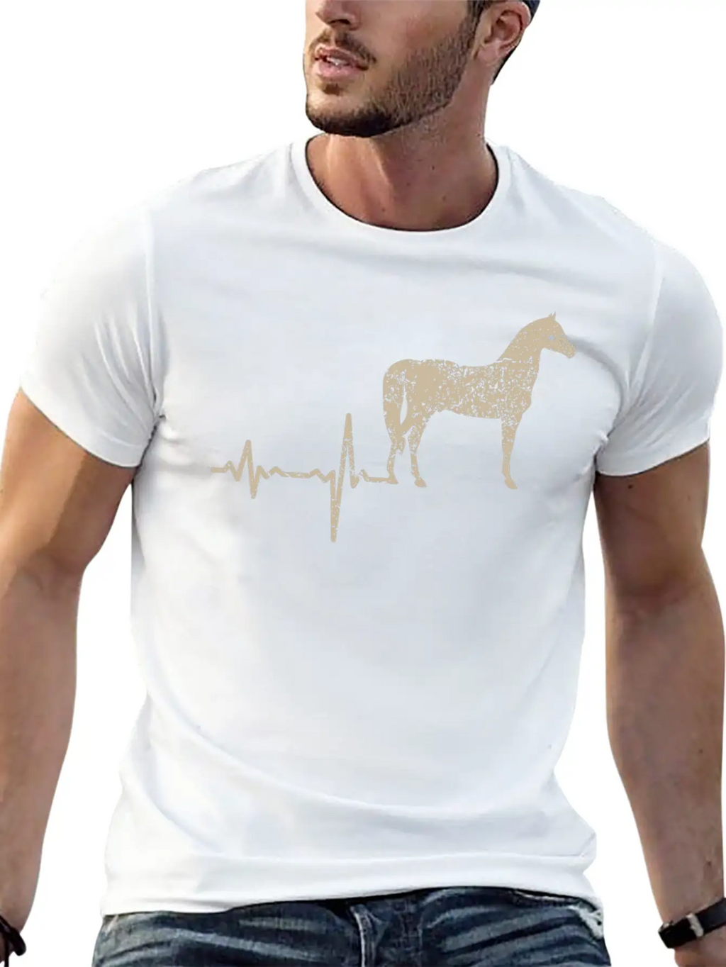 Gift Heartbeat Horse Unisex Short Sleeve Soft Cotton T-Shirt – Casual Everyday Wear