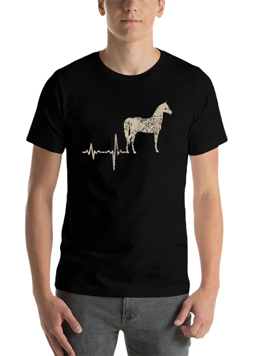 Gift Heartbeat Horse Unisex Short Sleeve Soft Cotton T-Shirt – Casual Everyday Wear