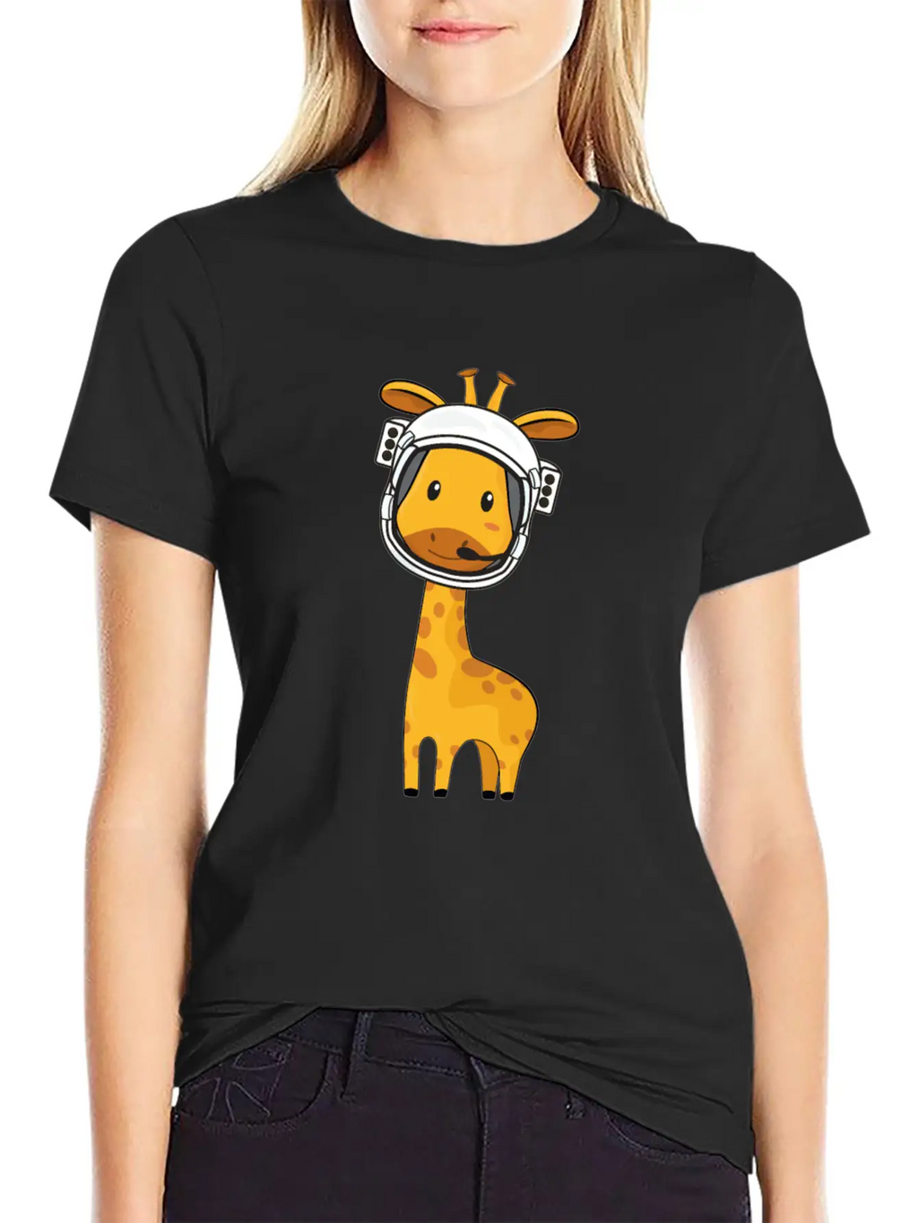 Giraffe Astronaut Classic Fit Graphic Tee For Daily Comfort – Unisex Cotton Shirt