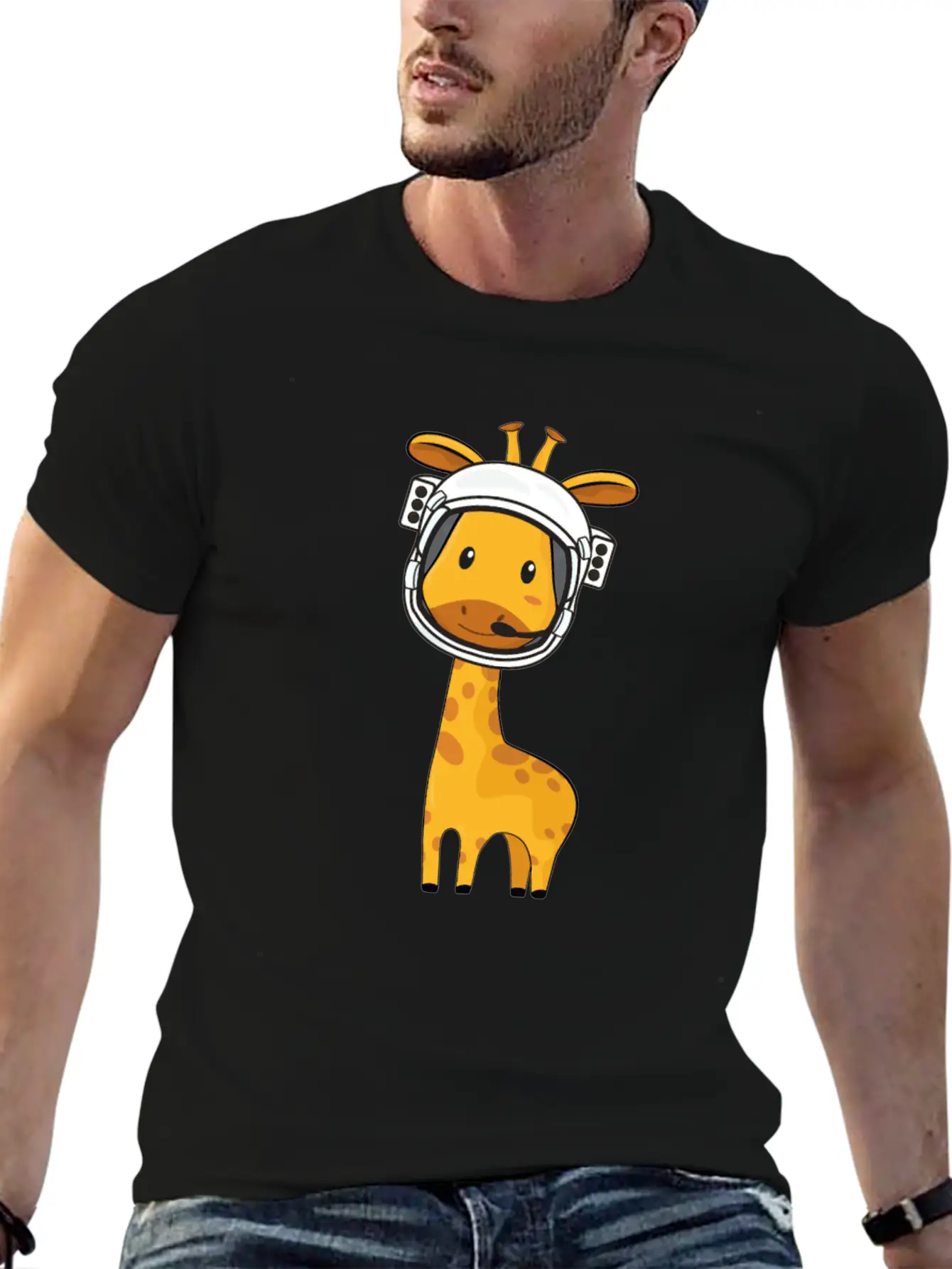 Giraffe Astronaut Classic Fit Graphic Tee For Daily Comfort – Unisex Cotton Shirt